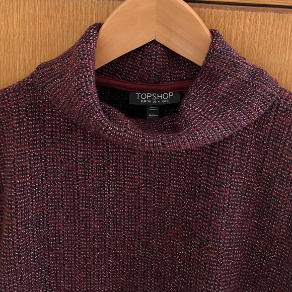 TOPSHOP • Oversized Knit Turtleneck Sweatshirt - Size 4 - Picture 4 of 12